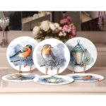 - Supla6li-Set477-Gorsel2 - Realhomes  6'lı Özel Tasarım Kuş & Şamdan Motifli Servis Altlığı & Supla Realhomes