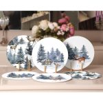 - Supla6li-Set478-Gorsel2 - Realhomes  6'lı Özel Tasarım Geyikler & Çam Ağacı Motifli Servis Altlığı & Supla Realhomes