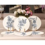 - Supla6li-Set482-Gorsel2 - Realhomes 6'lı Krem Zemin Karakalem Çiçek Tasarımlı Servis Altlığı & Supla Realhomes