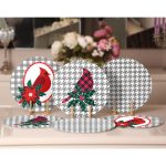 - Supla6li-Set483-Gorsel2 - Realhomes 6'lı Gri Ekose Zeminli Kuş Tasarımlı Servis Altlığı & Supla Realhomes