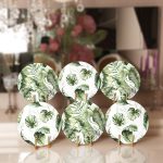 - Supla6li-Set499-Gorsel1 - Realhomes 6'lı Yeşil Egzotik Yaprak Tasarımlı Servis Altlığı & Supla Realhomes