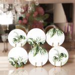 - Supla6li-Set502-Gorsel1 - Realhomes 6'lı Beyaz Zemin Yeşil Tropik Yaprak Motifli Servis Altlığı & Supla Realhomes