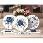 - Supla6li-Set504-Gorsel2 - Realhomes 6'lı Özel Tasarım Beyaz Lacivert Gül Motifli Servis Altlığı & Supla Realhomes