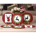 6'lı Kırmızı Ekose Mery Christmas Özel Tasarımlı Servis Altlığı & Supla Realhomes