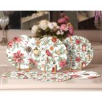 6'lı Gül & Kozalak Özel Tasarımlı Servis Altlığı & Supla Realhomes