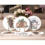 6'lı Özel Tasarım Mum & Kozalak Temalı Servis Altlığı & Supla Realhomes