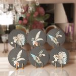 6'lı Füme Zemin Tüy & Yaprak Tasarımlı Servis Altlığı & Supla Realhomes