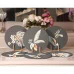 6'lı Füme Zemin Tüy & Yaprak Tasarımlı Servis Altlığı & Supla Realhomes