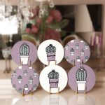 6'lı Mor Zemin Kaktüs Özel Tasarım Servis Altlığı & Supla Realhomes