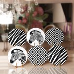 6'lı Siyah Beyaz Zebra Desen Tasarımlı Servis Altlığı & Supla Realhomes