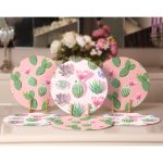 6'lı Pembe Zemin Kaktüs Tasarımlı Servis Altlığı & Supla Realhomes