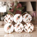 6'lı Renkli Nazar Boncuklu Tüy Tasarımlı Servis Altlığı & Supla Realhomes