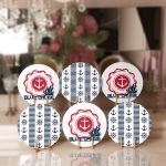 6'lı Lacivert Çapa Desen Motifli Servis Altlığı & Supla Realhomes