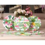 6'lı Yeşillikler İçinde Flamingo Tasarımlı Servis Altlığı & Supla Realhomes