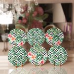 6'lı Zigzag Üzerinde Tropik Yeşil Yaprak Tasarımlı Servis Altlığı & Supla Realhomes