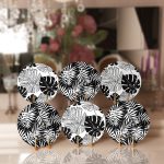 - Supla6li-Set76-Gorsel1 - Realhomes 6'lı Siyah Beyaz Tropik Yaprak Motifli Servis Altlığı & Supla Realhomes