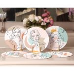 6'lı Onedraw Kadın Silüet Çizimli Özel Tasarım Servis Altlığı & Supla Realhomes