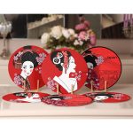 - Supla6li-Set89-Gorsel2 - Realhomes 6'lı Kırmızı Zemin Japon Kadın Figürlü Özel Tasarım Servis Altlığı & Supla Realhomes