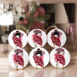 6'lı Kırmızı Yelpazeli Japon Kadın Özel Tasarım Servis Altlığı & Supla Realhomes