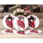 6'lı Kırmızı Yelpazeli Japon Kadın Özel Tasarım Servis Altlığı & Supla Realhomes