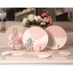 6'lı Krem Zeminli Onedraw Çizimli Özel Tasarım Servis Altlığı & Supla Realhomes