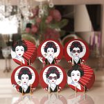 6'lı Kırmızı Japon Motifli Özel Tasarım Servis Altlığı & Supla Realhomes