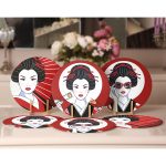 6'lı Kırmızı Japon Motifli Özel Tasarım Servis Altlığı & Supla Realhomes