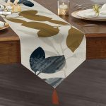 - UcgenRunner-10006-Gorsel1 - Realhomes Özel Tasarım Yaprak Motifli Dijital Baskılı Modern Püsküllü Şönil Üçgen Runner Realhomes