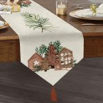 - UcgenRunner-10166-Gorsel1 - Realhomes Ahşap Çam Ağacı Tasarımlı Dijital Baskılı Modern Püsküllü Şönil Üçgen Runner Realhomes