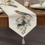 - UcgenRunner-10168-Gorsel1 - Realhomes  Çan & Kuş Motifli Dijital Baskılı Modern Püsküllü Şönil Üçgen Runner Realhomes