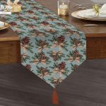 - UcgenRunner-10181-Gorsel1 - Realhomes Mavi Zemin Kozalak Tasarımlı Dijital Baskılı Modern Püsküllü Şönil Üçgen Runner Realhomes