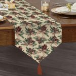 - UcgenRunner-10183-Gorsel1 - Realhomes Özel Tasarım Kozalak Tasarımlı Dijital Baskılı Modern Püsküllü Şönil Üçgen Runner Realhomes