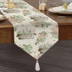 Flower & Çiçek Demetleri Özel Tasarım Dijital Baskılı Dekoratif Püsküllü Şönil Üçgen Runner Realhomes