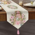 - UcgenRunner-10336-Gorsel1 - Realhomes Çiçek Köşesi Özel Tasarım Dijital Baskılı Dekoratif Püsküllü Şönil Üçgen Runner Realhomes