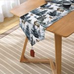 - UcgenRunner-10347-Gorsel2 - Realhomes Suluboya Çam Ağacı & Geyik Tasarımlı Dijital Baskılı Modern Püsküllü Şönil Üçgen Runner Realhomes