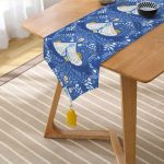 - UcgenRunner-10411-Gorsel2 - Realhomes Mavi Zemin Kelebek & Çiçekli Özel Tasarım Dijital Baskılı Modern Püsküllü Şönil Üçgen Runner Realhomes