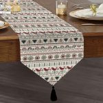 - UcgenRunner-10434-Gorsel1 - Realhomes Etnik İskandinav Motifli Dijital Baskılı Dekoratif Püsküllü Şönil Üçgen Runner Realhomes