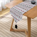 - UcgenRunner-10434-Gorsel2 - Realhomes Etnik İskandinav Motifli Dijital Baskılı Dekoratif Püsküllü Şönil Üçgen Runner Realhomes