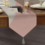 Realhomes Modern Üçgen Mermer Desenli 3D Dijital Baskılı Özel Tasarım Püsküllü Şönil Üçgen Runner Realhomes