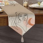 Realhomes Özel Tasarım Dijital Baskılı Modern Püsküllü Şönil Üçgen Runner Realhomes