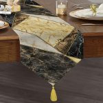 - UcgenRunner-6037-Gorsel1 - Realhomes Renkli Mermer Tasarımlı Dijital Baskılı Dekoratif Püsküllü Şönil Üçgen Runner Realhomes