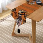 Etnik Afrika Desenli Dijital Baskılı Dekoratif Püsküllü Şönil Üçgen Runner Realhomes