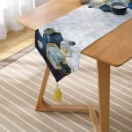 Geometrik Çizimli Mermer Zemin Dijital Baskılı Dekoratif Püsküllü Şönil Üçgen Runner Realhomes