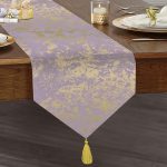 Realhomes Mor Renkli Gradyan Desenli  Dijital Baskılı Özel Tasarım Püsküllü Şönil Üçgen Runner Realhomes