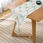 Realhomes Vizon Zeminde Deniz Yıldızı Motifli Dijital Baskılı Özel Tasarım Püsküllü Şönil Üçgen Runner Realhomes