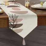 - UcgenRunner-7055-Gorsel1 - Realhomes Onedraw Çizimli Özel Tasarım Dijital Baskılı Dekoratif Püsküllü Şönil Üçgen Runner Realhomes