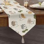 - UcgenRunner-7087-Gorsel1 - Realhomes Realhomes Beyaz Zemınde Bayan Desenli Dijital Baskılı Özel Tasarım Püsküllü Şönil Üçgen Runner Realhomes