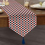 - UcgenRunner-7100-Gorsel1 - Realhomes Realhomes Bordo Lacıvert Puantiyeli Dijital Baskılı Özel Tasarım Püsküllü Şönil Üçgen Runner Realhomes