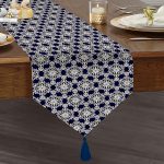 - UcgenRunner-7105-Gorsel1 - Realhomes Realhomes Beyaz Zemınli Soft Renkli Yapraklı Dijital Baskılı Özel Tasarım Püsküllü Şönil Üçgen Runner Realhomes