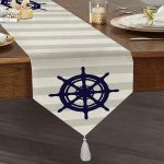 - UcgenRunner-7199-Gorsel1 - Realhomes Realhomes Gri Beyaz Çizgili Çapa Desenli Dijital Baskılı Özel Tasarım Püsküllü Şönil Üçgen Runner Realhomes